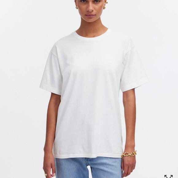 Madewell Oversized Tee Size M White Relaxed Cotton Jersey Tuckable Versatile NWT - Picture 1 of 11